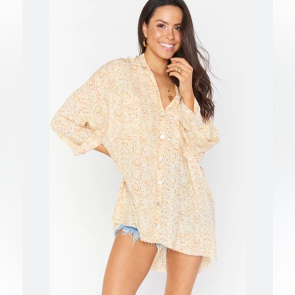 New show me your mumu desert snake yellow brown button down shirt size xxl - Picture 1 of 8